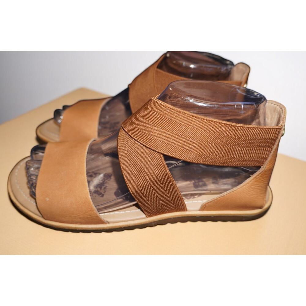 Sorel Ella Crisscross Leather Sandals Camel Brown Women 7.5 - Picture 3 of 13